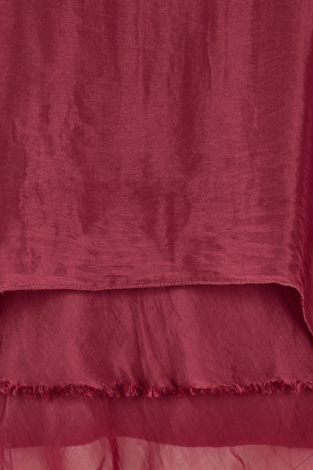 Silk Blend Three Layer Raw Edge Top - Wine