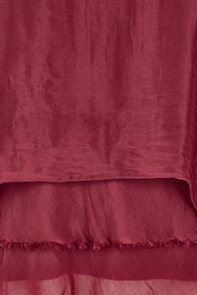 Silk Blend Three Layer Raw Edge Top - Wine