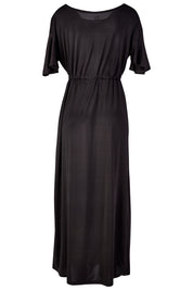 Product shot of the Indie Maxi Tanning Dress in colour Black (Black), from the back
