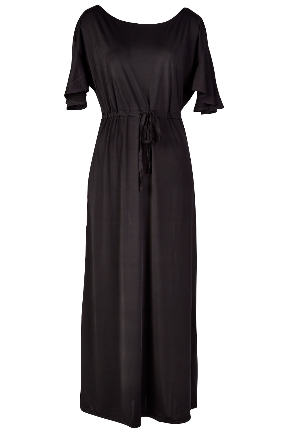 Product shot of the Indie Maxi Tanning Dress in colour Black (Black), from the front