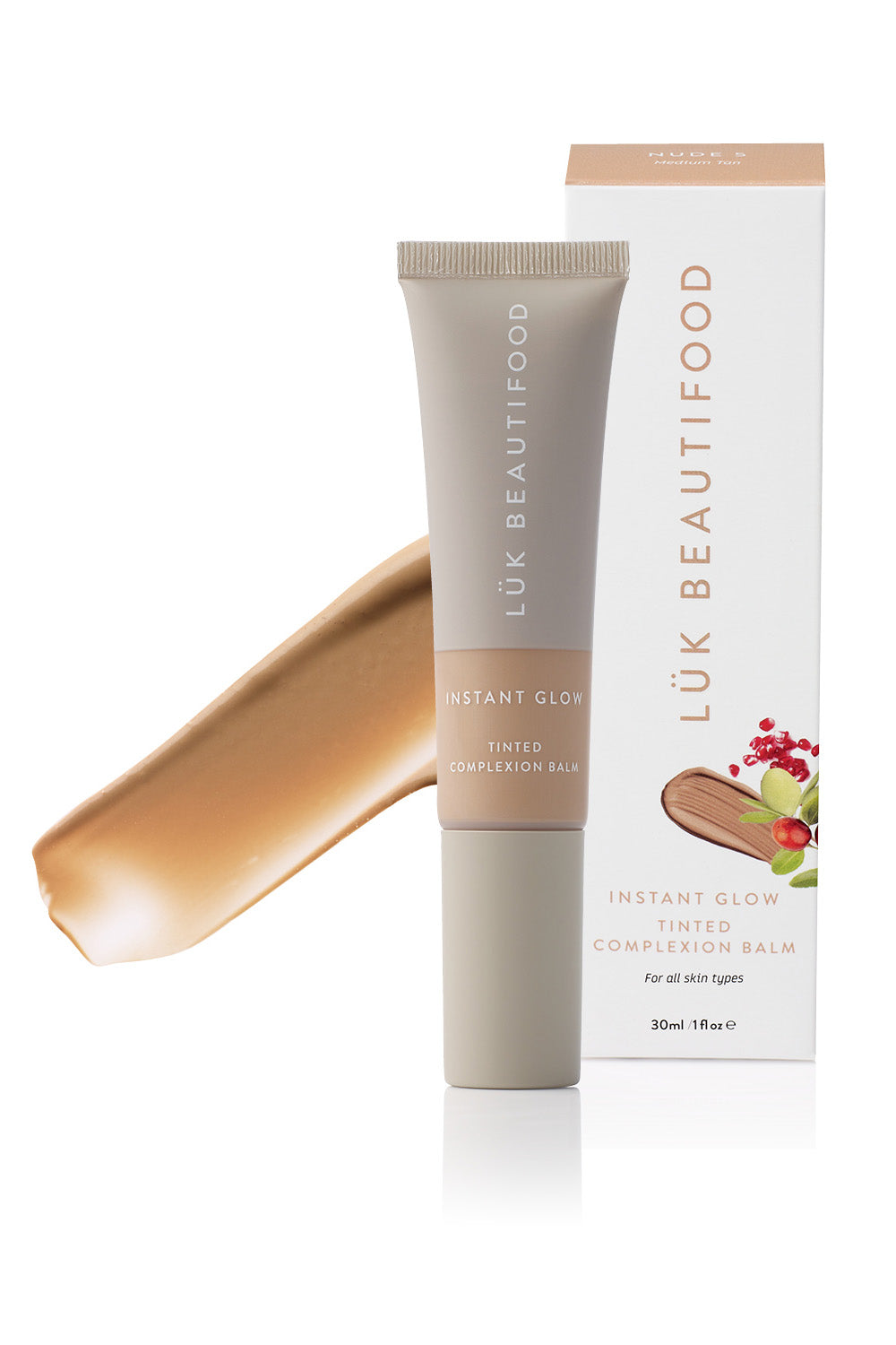 Product shot of the Tinted Complexion Balm in colour Mediumtan, from the front