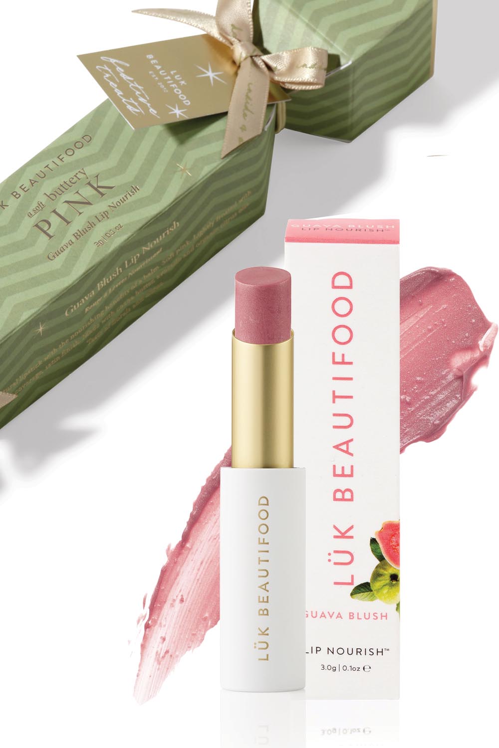 Product shot of the Lip Nourish Bon Bons 2025 - Guavablush in colour Guavablush, from the front
