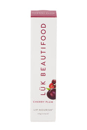 Product shot of the Cherry Plum Lip Nourish in colour Cherry (Red), from the front