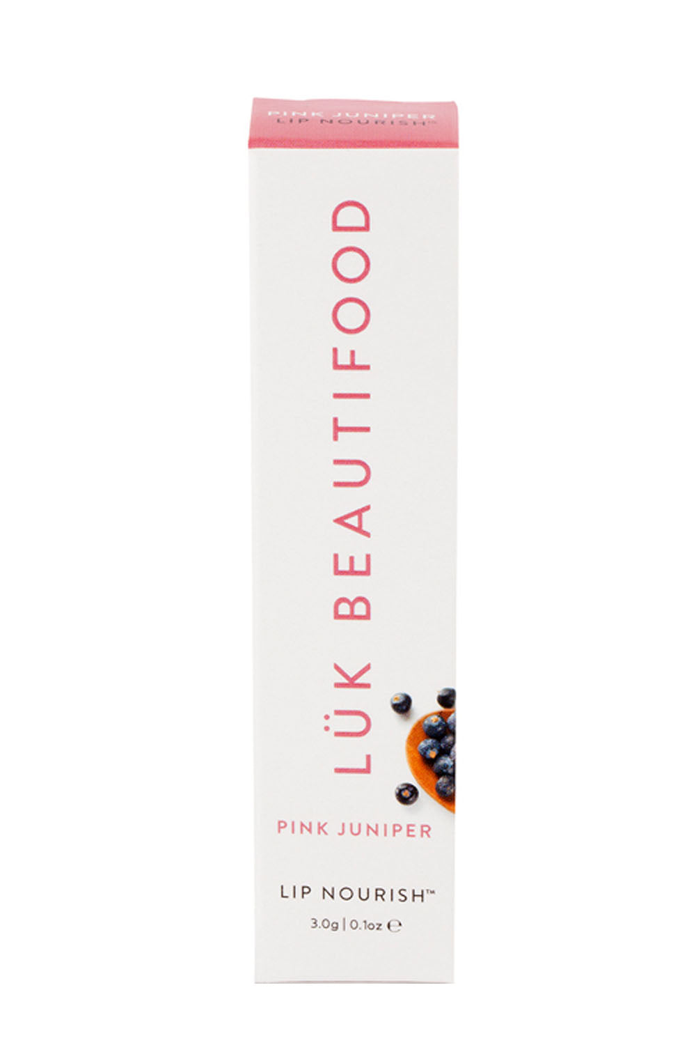 Product shot of the Pink Juniper Lip Nourish in colour Pink (Pink), from the front