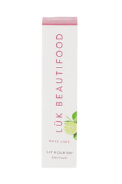 Product shot of the Rose Lime Lip Nourish in colour Rose (Pink), from the front
