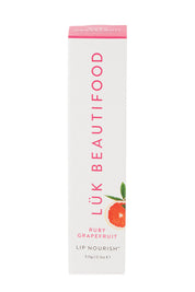 Product shot of the Ruby Grapefruit Lip Nourish in colour Red (Red), from the front