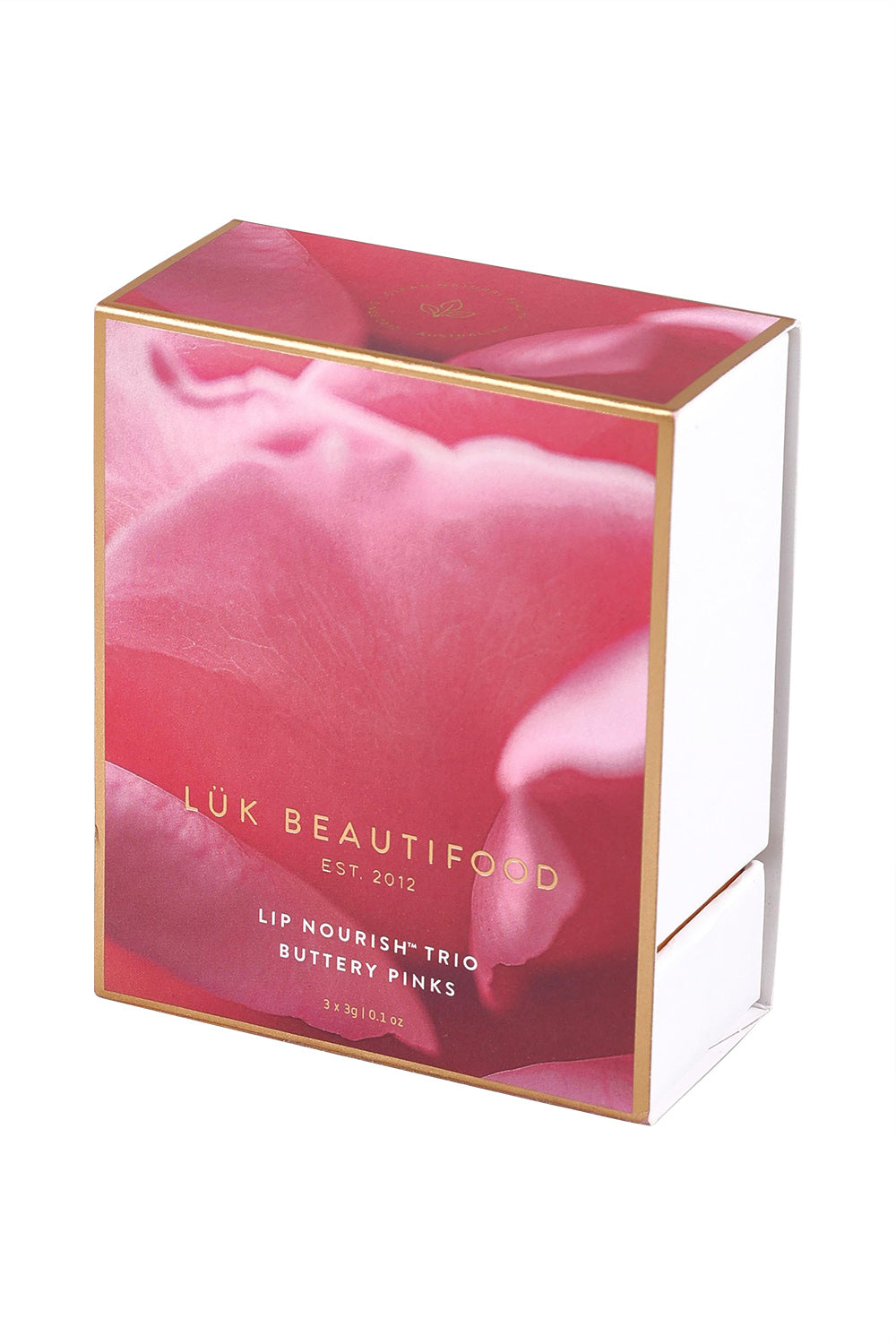 Product shot of the Lip Nourish Trio in colour Pinks (Pink), from the front