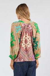 Model Genericm wearing size sample of the Algarve Top – Multi in colour Multi, from the back