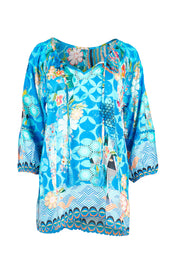 Product shot of the Amalfi Top in colour Blue (Blue), from the front
