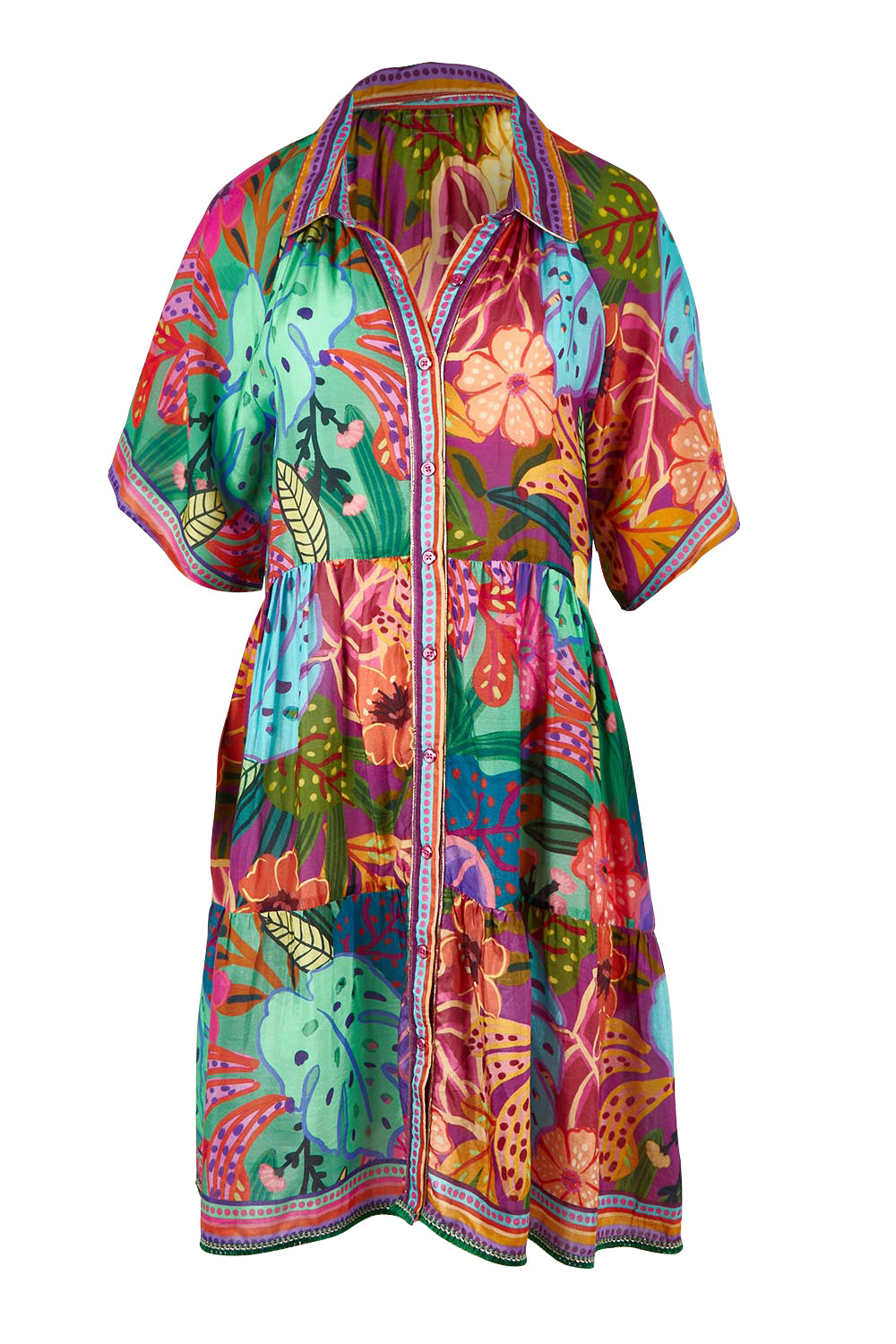 Product shot of the Auberge Modal Blend Dress in colour Multi, from the front