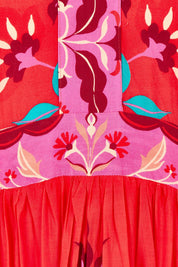 Product shot of the Bahia Midi Dress in colour Geranium, detail