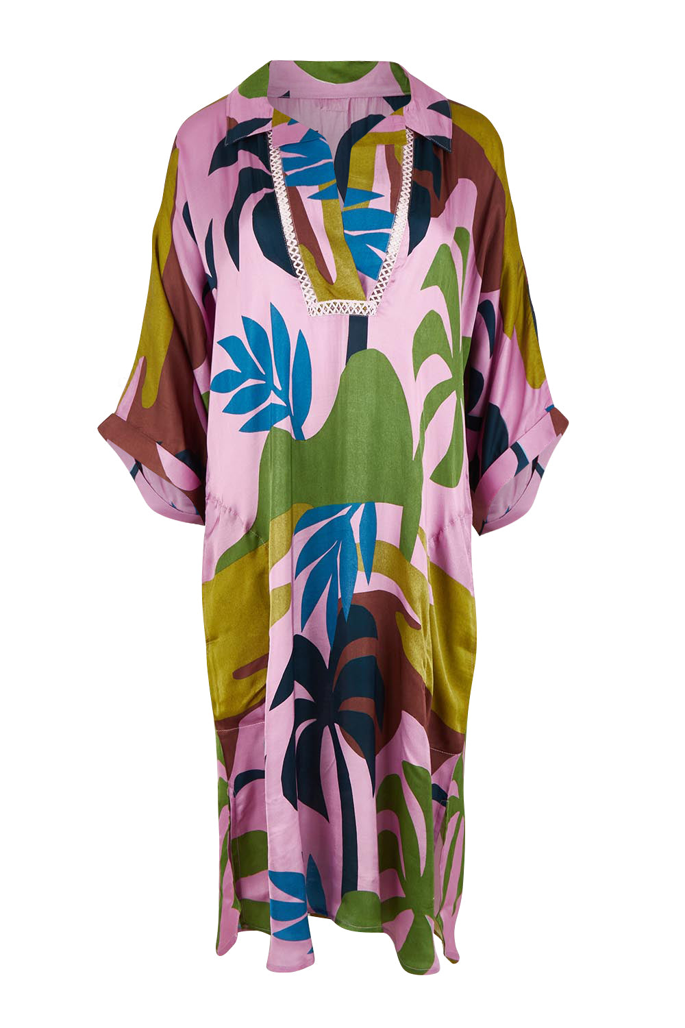 Product shot of the Banderas Modal Blend Kaftan in colour Lilac (Purple), from the front