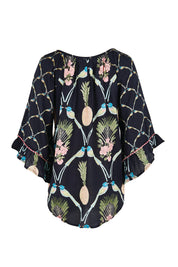 Product shot of the Beaumont Top – Navy in colour Navy, from the back