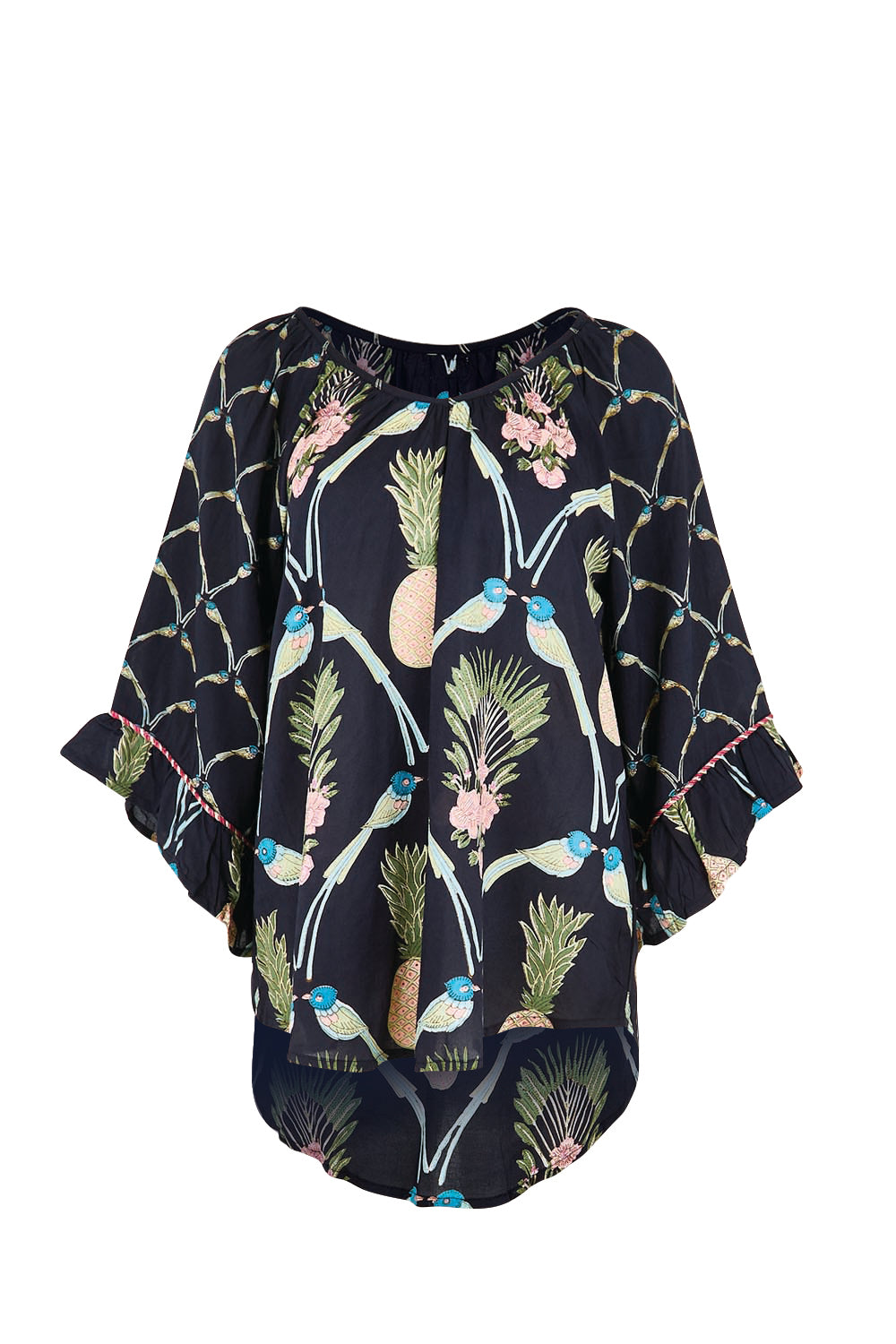 Product shot of the Beaumont Top – Navy in colour Navy, from the front
