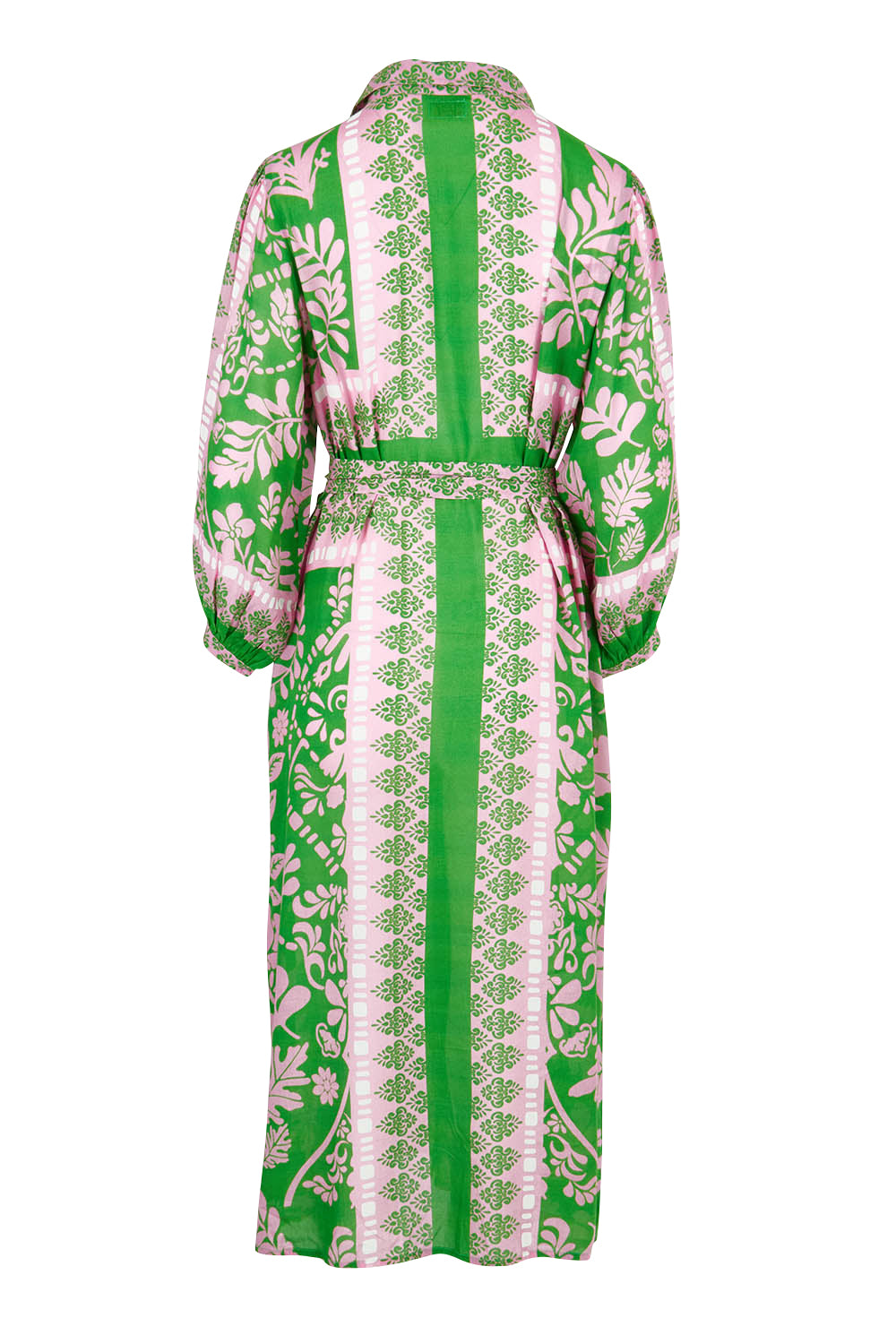 Product shot of the Carara Buttoned Midi in colour Green (Green), from the back