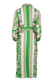 Product shot of the Carara Buttoned Midi in colour Green (Green), from the back