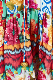 Product shot of the Carlisle Dress in colour Print, detail