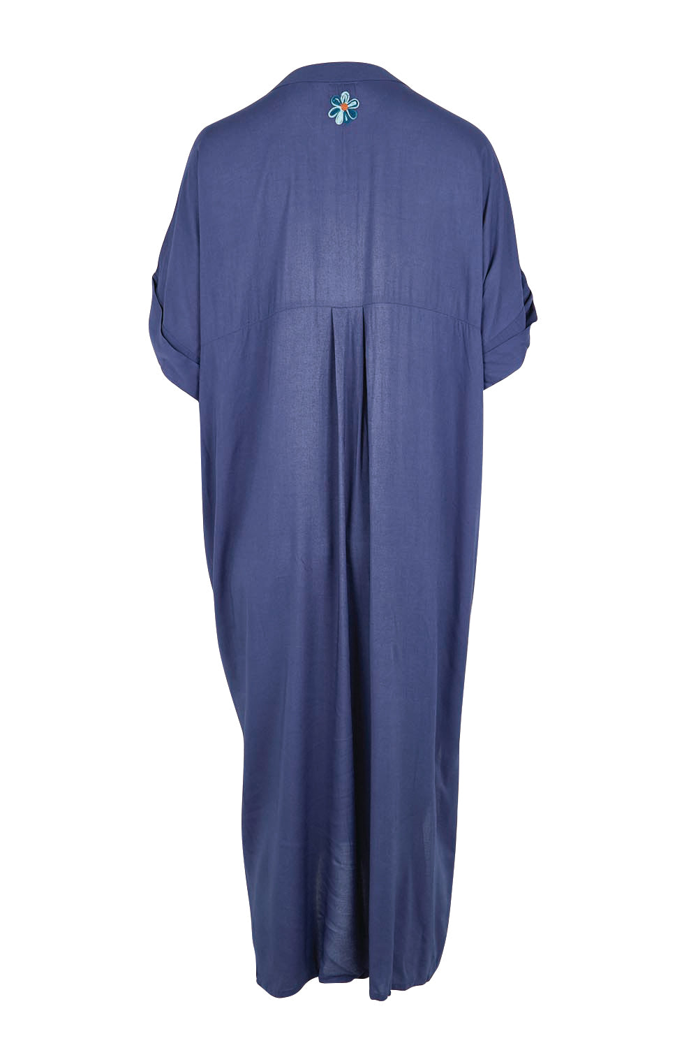 Product shot of the Casita Kaftan Dress – Navy in colour Navy, from the back