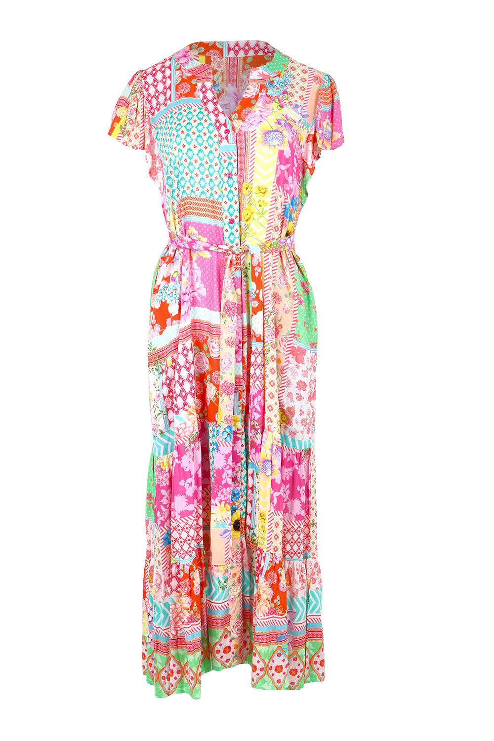Product shot of the Costa Rica Midi Dress in colour Sea (Pink), from the front