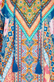 Product shot of the Danai Cotton Top in colour Ocean, detail