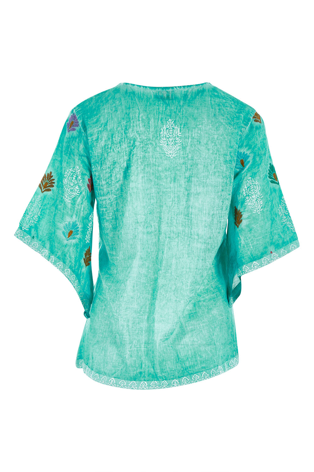 Product shot of the Dixie Top in colour Sea (Green), from the back