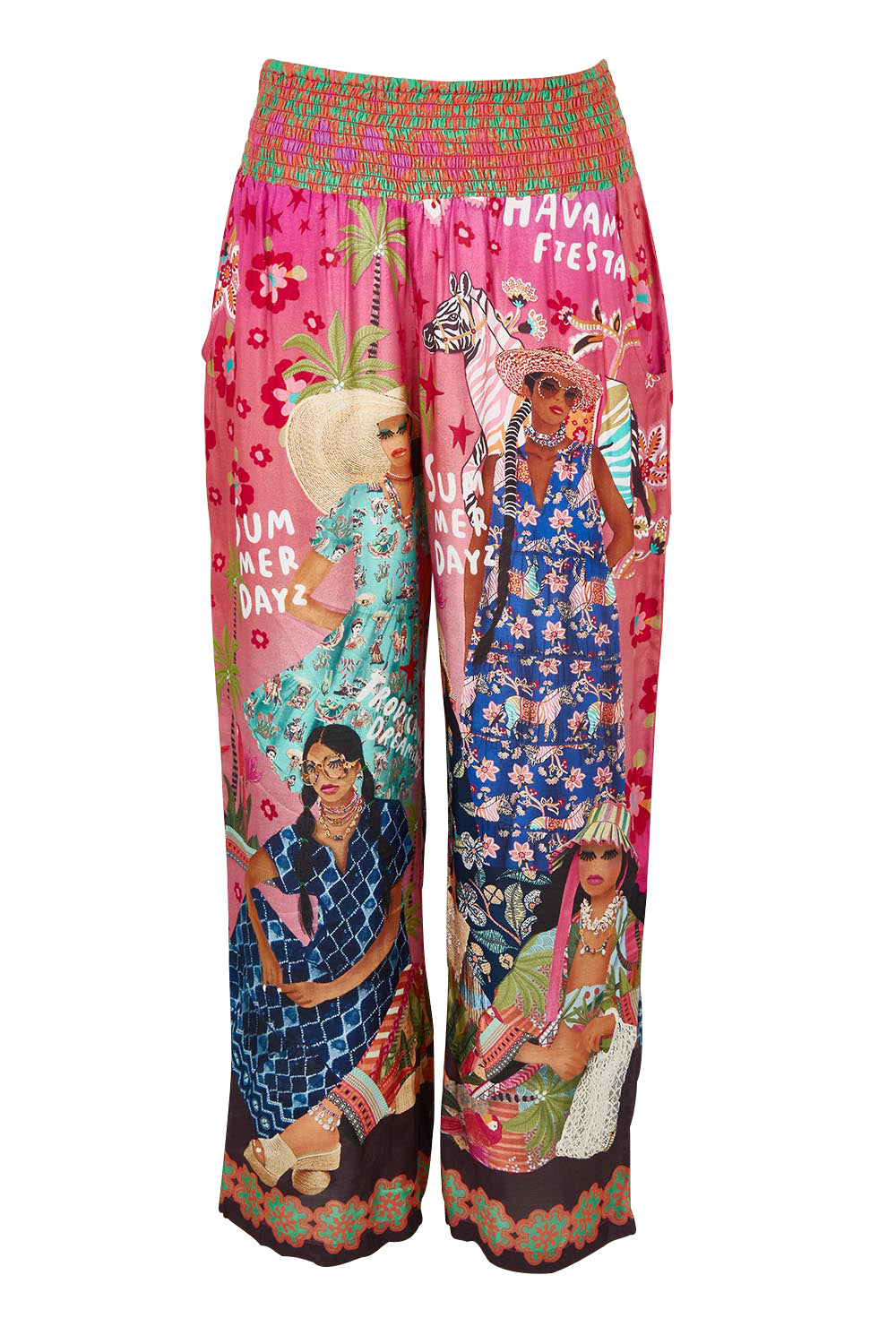 Product shot of the Fiesta Modal Blend Pant in colour Print, from the front