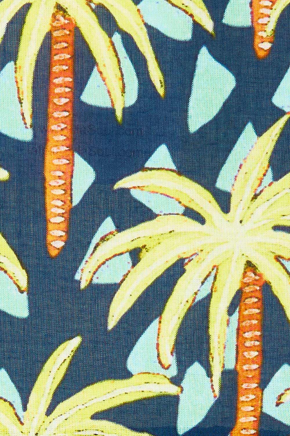 Product shot of the Haiti Tiered Dress in colour Navy (Blue), detail