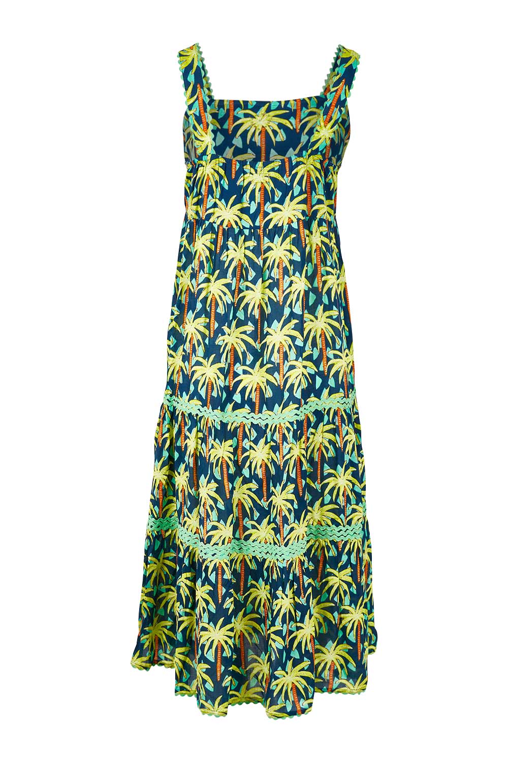 Product shot of the Haiti Sundress in colour Navy (Blue), from the back