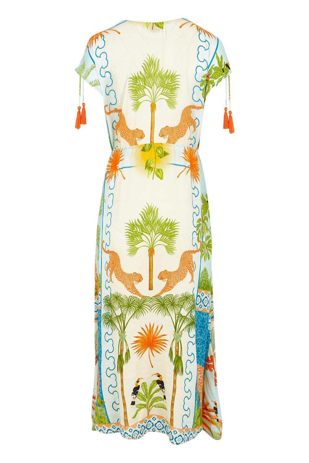 Product shot of the Kahala Midi Dress in colour Mist, from the back