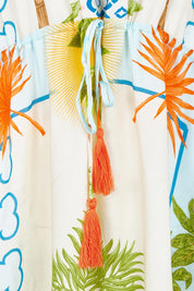 Product shot of the Kahala Midi Dress in colour Mist, detail