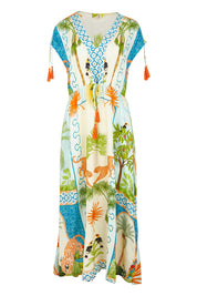 Product shot of the Kahala Midi Dress in colour Mist, from the front