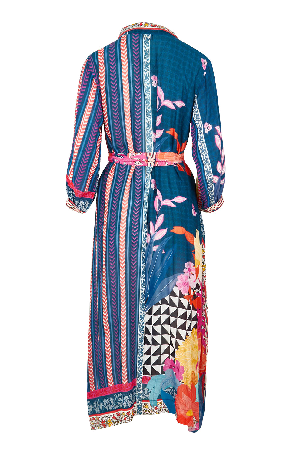 Product shot of the Levanto Maxi Dress in colour Midnight (Blue), from the back