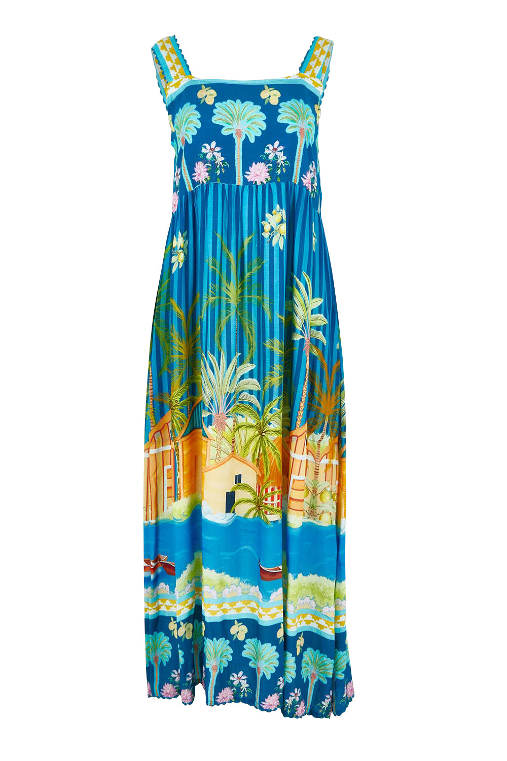 Product shot of the Mardiva Sundress in colour Ocean, from the front