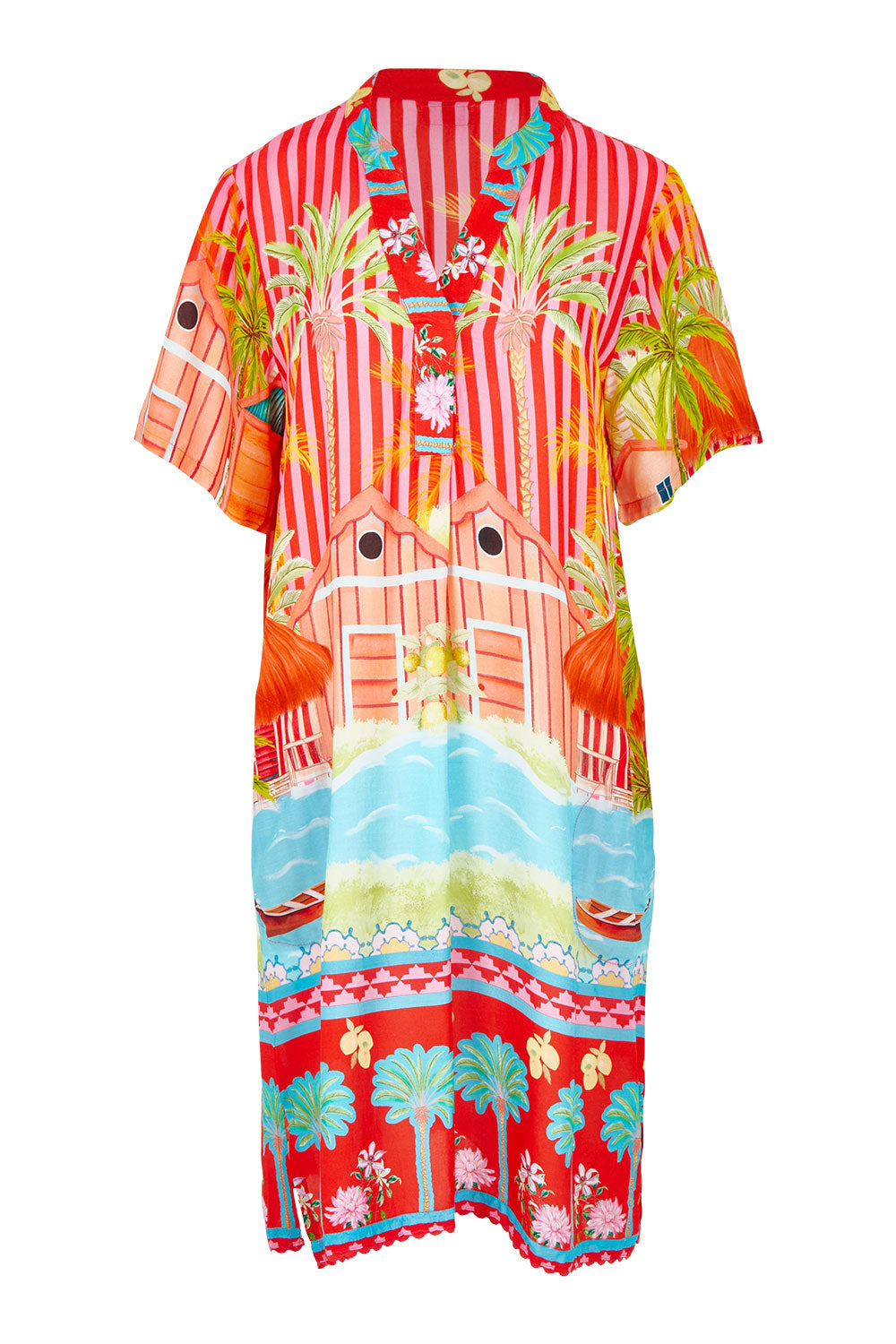 Product shot of the Mardiva Shift Dress in colour Melon, from the front