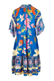 Product shot of the Marquis Modal Blend Dress in colour Ocean (Blue), from the back