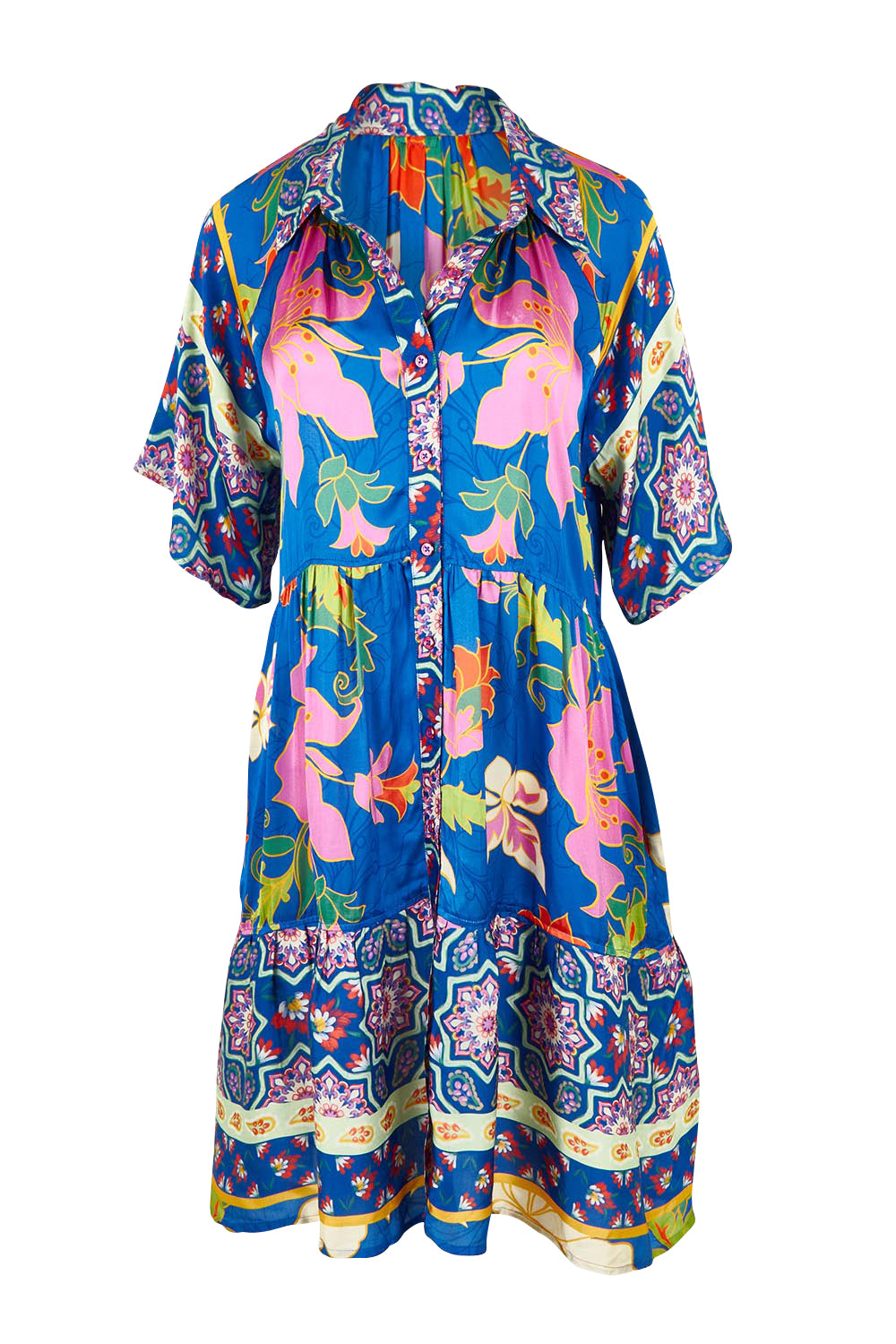 Product shot of the Marquis Modal Blend Dress in colour Ocean (Blue), from the front
