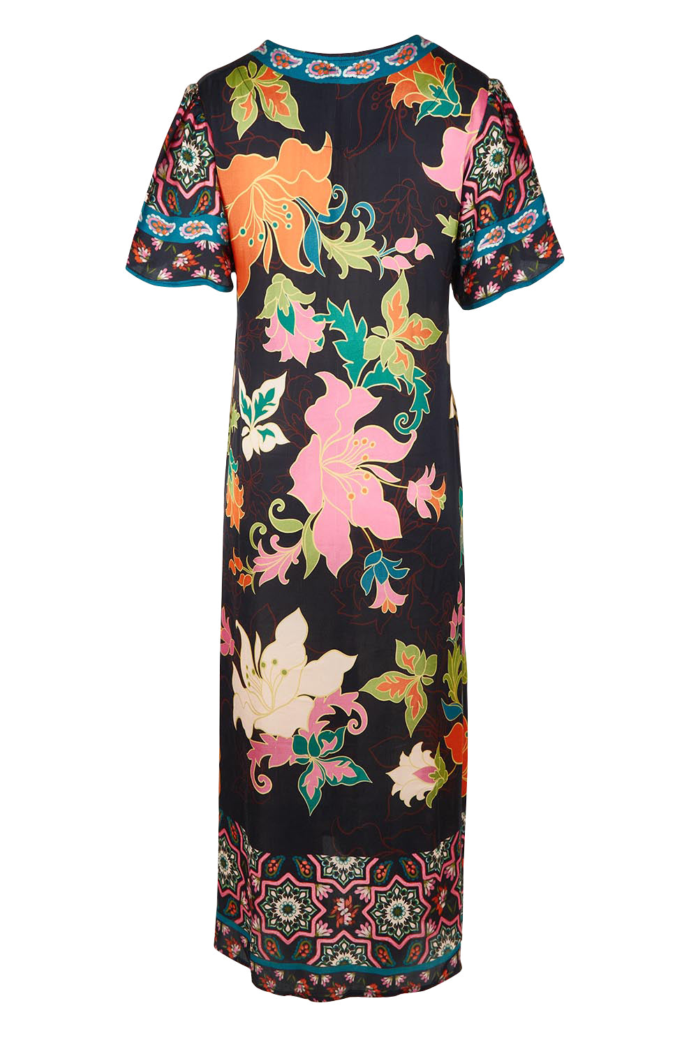 Product shot of the Marquis Modal Blend Midi Dress in colour Black (Black), from the back