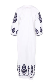 Product shot of the Milano Kaftan Dress - White in colour White, from the back
