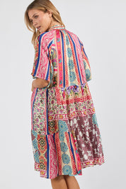 Model Genericm wearing size sample of the Miramar Dress - Print in colour Print, from the front