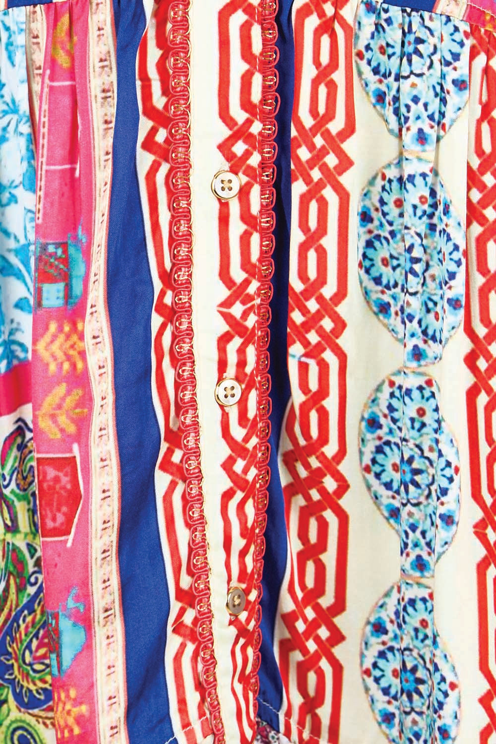 Product shot of the Miramar Dress - Print in colour Print, showing detail