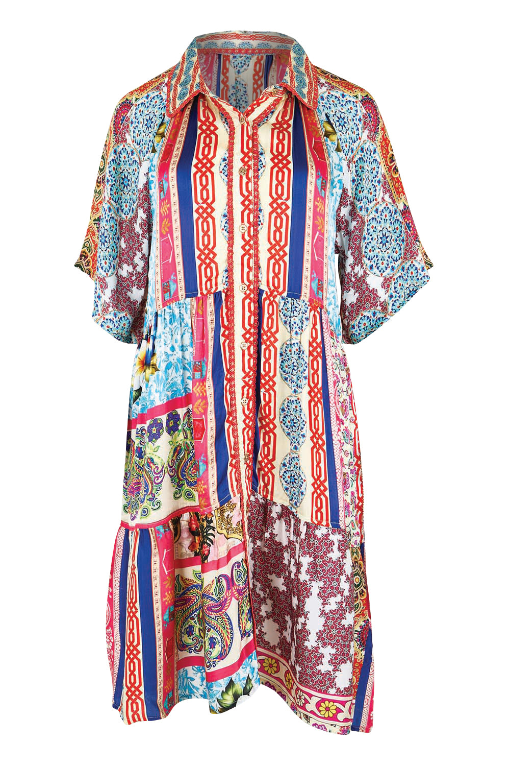 Product shot of the Miramar Dress - Print in colour Print, from the front