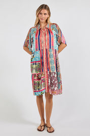 Model Genericm wearing size sample of the Miramar Dress – Print in colour Print, from the front