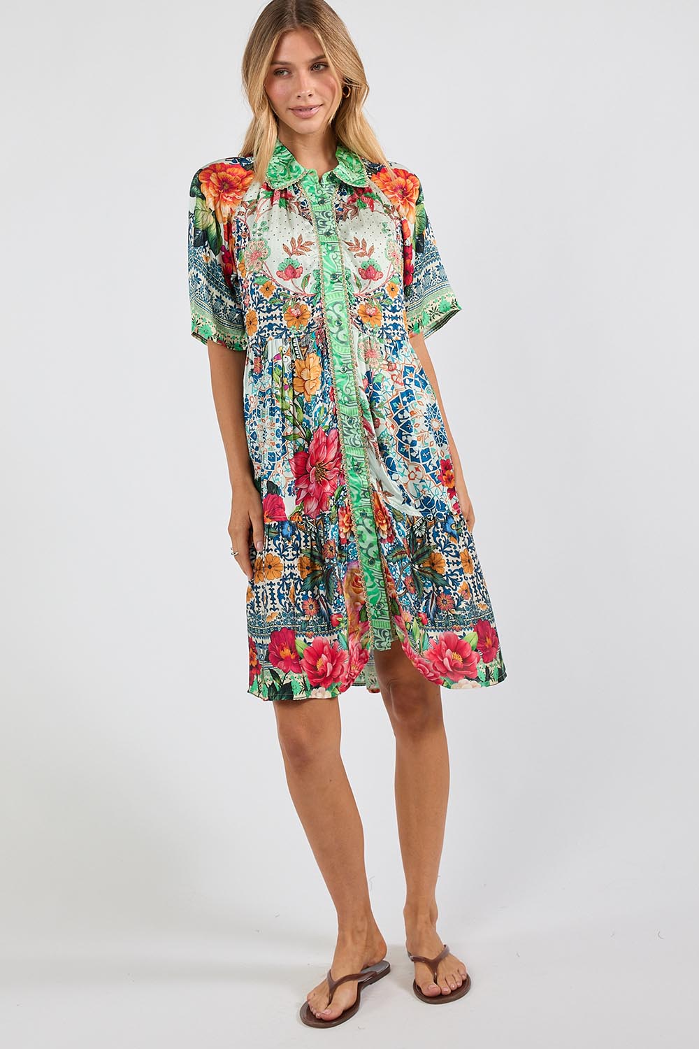 Model Genericm wearing size sample of the Miraval Dress – Mint in colour Mint, from the front