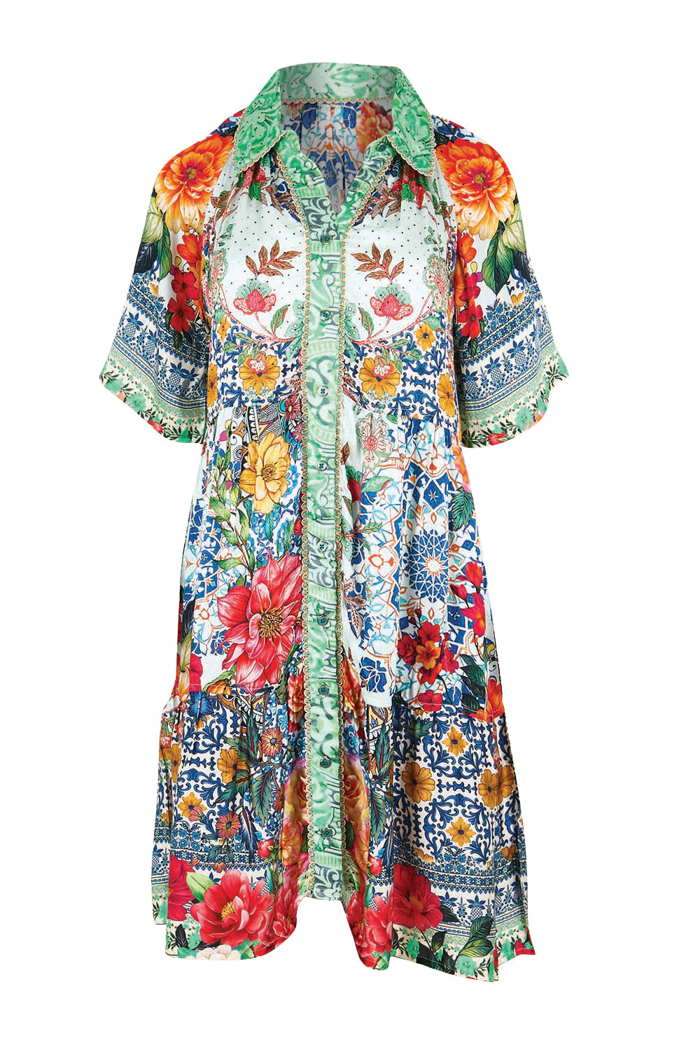 Product shot of the Miraval Dress – Mint in colour Mint, from the front
