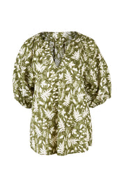 Product shot of the Natura Top in colour Khaki (Green), from the front