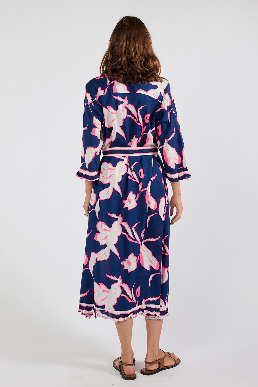 Model Genericm wearing size sample of the Palmilla Shirtmaker Dress – Navy in colour Navy, from the front
