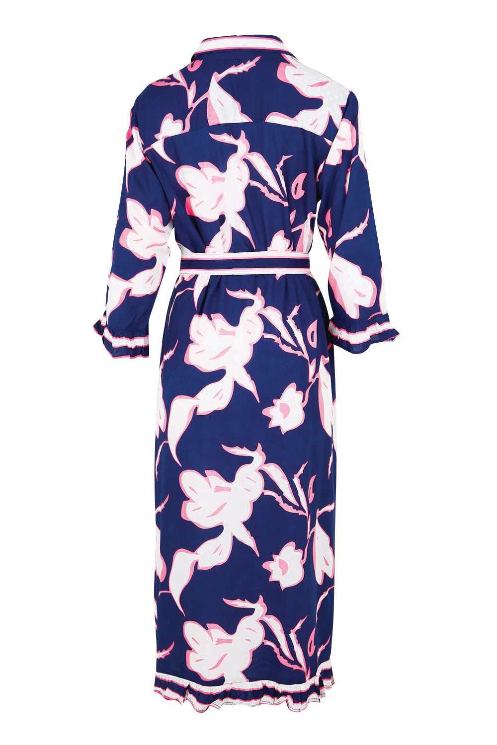Product shot of the Palmilla Shirtmaker Dress – Navy in colour Navy, from the back