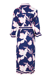 Product shot of the Palmilla Shirtmaker Dress – Navy in colour Navy, from the back