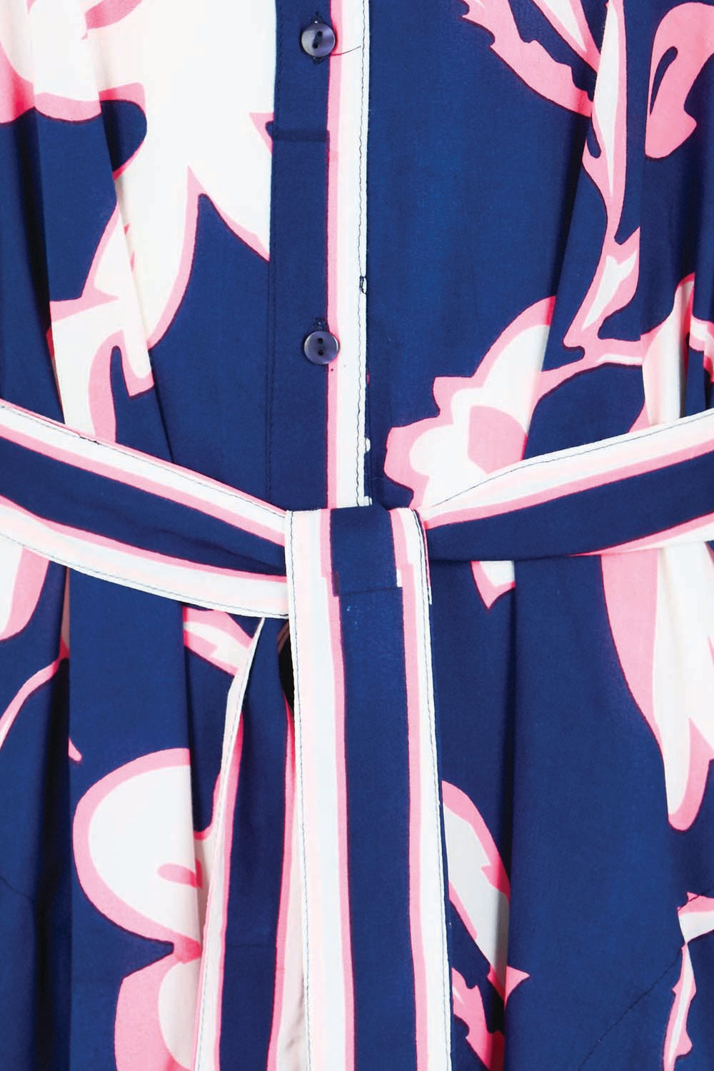 Product shot of the Palmilla Shirtmaker Dress – Navy in colour Navy, showing detail