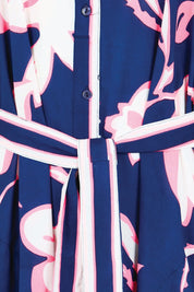 Product shot of the Palmilla Shirtmaker Dress – Navy in colour Navy, showing detail